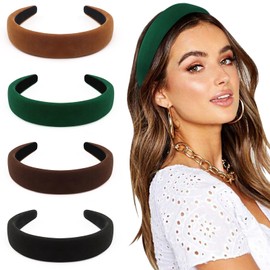 DRESHOW Pack of 4 Headbands for Women and Girls, Velvety Soft Headband, Fashion Boho Wide Hair Bands, Non-Slip Hair Accessories