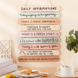 Gerrii Positive Affirmations Wall Decor Wooden Inspirational Wall Art Motivational Hanging Art Positive Self Love Quotes Mental Health Awareness Decor for Office Bedroom(Rainbow)