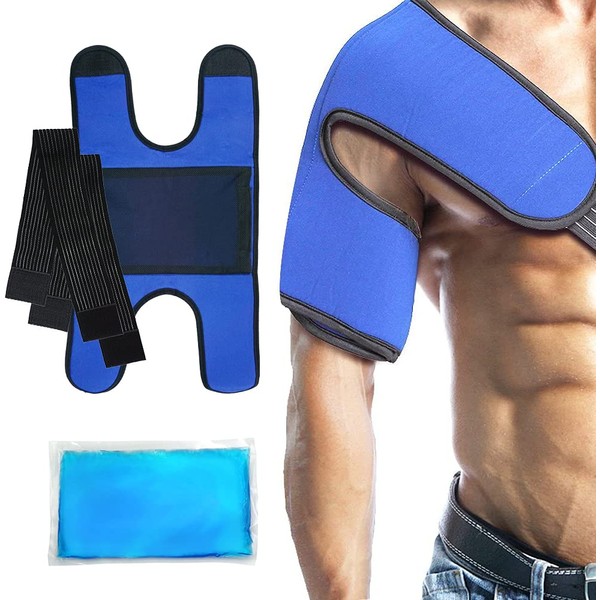 Shoulder Ice Pack Rotator Cuff Cold Therapy for Injuries Reusable Gel Cold Pack Wrap for Shoulder Tendonitis & Pain, Relief Pack Cold Compress for Bursitis and Swelling, Ice Holder for Shoulder Arm