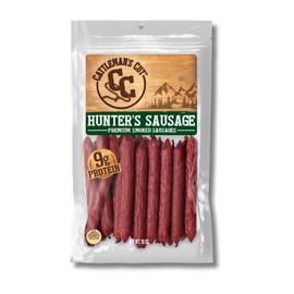 Cattleman's Cut Hunter's Sausages Meat Sticks, Premium Protein Snacks, Keto Friendly, Gluten Free, Carnivore Travel Snack, Resealable Bag, 12 Ounce