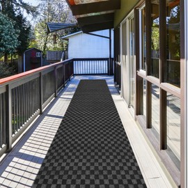ZGR Runner Rug 2 ft x 10 ft Carpet Runners, Indoor/Outdoor Hallway Kitchen Entryway Bedroom Area Rugs with Natural Non-Slip Rubber Backing, Garage mat, Checkered Black, Custom