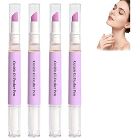Lápiz de aceite para cutículas con empujador de cutículas de cerámica, lápiz para el cuidado de las uñas para remover padrastros y reparar cutículas, lápices aceites removedores cutículas suave (4PCS)