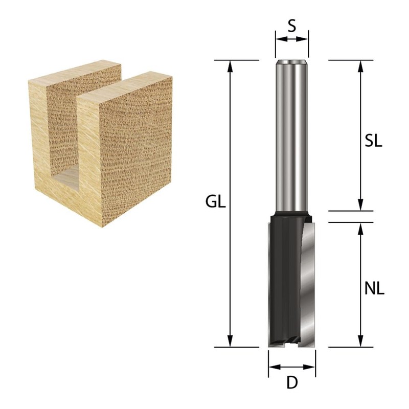 ENT Straight Cutter TC Shank (C) 6 mm, Diameter (A)