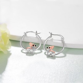 Corgi Earrings 925 Sterling Silver Corgi Hoop Earrings Cute Animal Dog Jewelry Gifts for Women