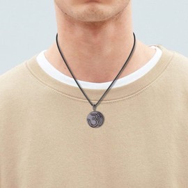 COAI OM Black Obsidian Crystal Necklace Prayer Necklace for Men Women 50cm