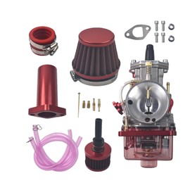 Upgrade PWK 24mm Carburetor Air Filter Intake Pipe Manifold Kit For Coleman CT200U BT200X For Baja Warrior MB200 For Predator 212cc 196cc Honda GX160 GX200 6.5hp Engine Mini Bike Go Kart Red