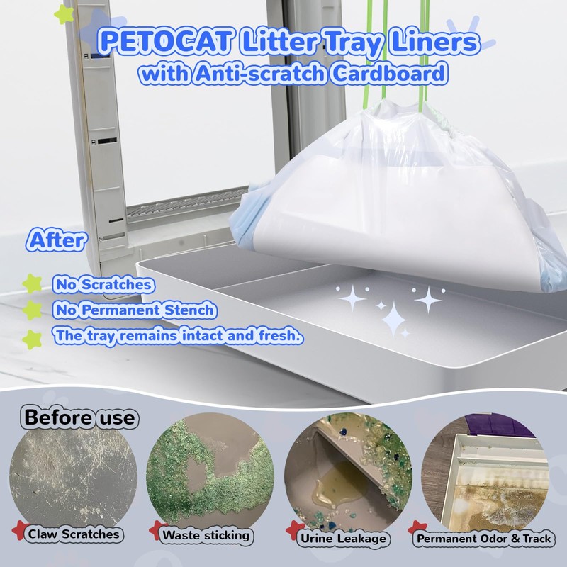 Cat Litter Liners with Anti-scratch Cardboard for Pet Scoop Free