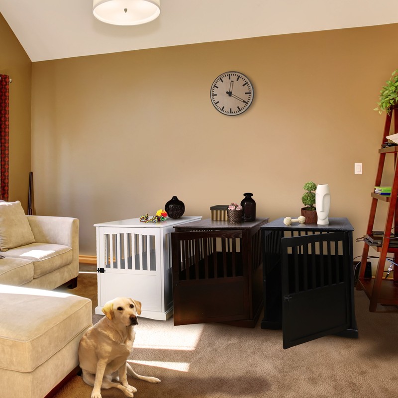 Casual Home Wooden Large Pet Crate, End Table, Espresso