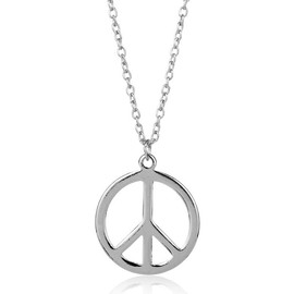 QLUYCKW Peace Sign Necklace Metal Love Peace Sign Pendant Necklace Peace Symbol Jewelry Stainless Steel 1960s 1970s Hippie Style Party Dressing Accessories Adjustable Jewelry for Men Women (Silver)