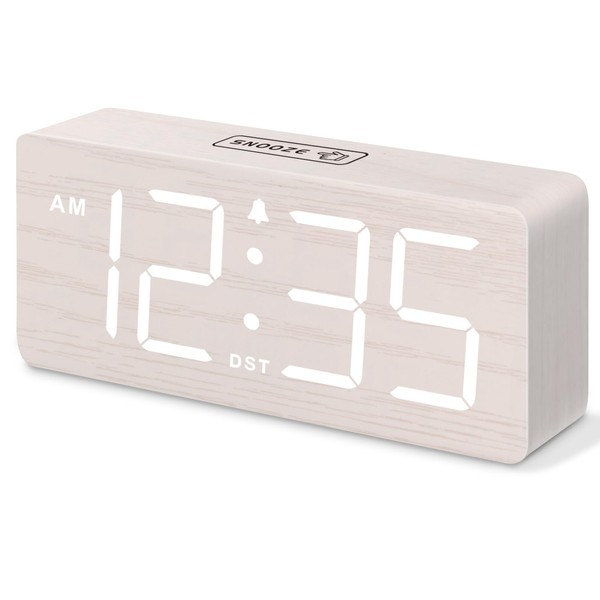 DreamSky Wooden Digital Alarm Clock for Bedroom - Desk Clock