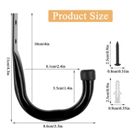 Garage Hooks, 6 Pcs Garage Storage Heavy Duty J Hooks,Ladder Storage Hooks for Hanging, Wall Mounted Garage Hanger Brackets Hooks for Garage Wall Bike Chair Garden Hose Garden Tool Hook