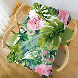 Swono Flamingo Table Covers 52x70 Inch Tropical Pink Flamingo Palm Leaves Wipeable Tablecloth Kitchen Dinning Tabletop Decoration, Table Cloth for Outdoor and Indoor Use