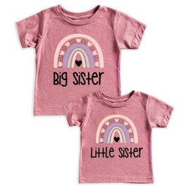 Teeny Fox Rainbow Big Little Sis Shirts Sister Set Gift For Sibling Matching Outfits