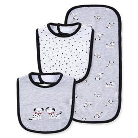 Little Me Clothes for Baby Boys’ and Girls’ 3-Piece Bib and Burp Sets, 2 Bibs and 1 Burp Cloth, Soft Cotton Feeding Essentials with Velcro Closures, Absorbent, Machine Washable