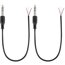 Greluma 2pcs 0.3m 3 Pin 6.35mm Male to Speaker Cable 1/4" TRS Stereo Male to Bare Open End Cable 6.3mm Jack Audio Cable Pigtail