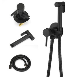 BWE Handheld Bidet Sprayer for Toilet With Adjustable Water Pressure Hot and Cold Spray Set Wall Mount Cleaning Faucet Jet for Feminine Wash, Matte Black