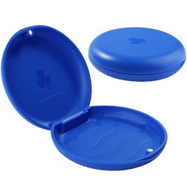 BICASUU (2 Pack) Retainer Case,Solid Orthodontic Retainer Case (Blue)