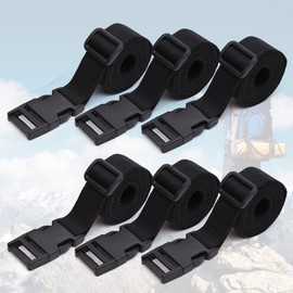 6 Pack Nylon Tie Down Straps 1" x 60" Lashing Straps with Quick Release Adjustable Buckles for Suitcases,Backpacking, Trail Camera,Sleeping Bag,Travel Belt Black