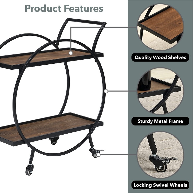 FirsTime & Co. Black and Brown Odessa Bar Cart, 2