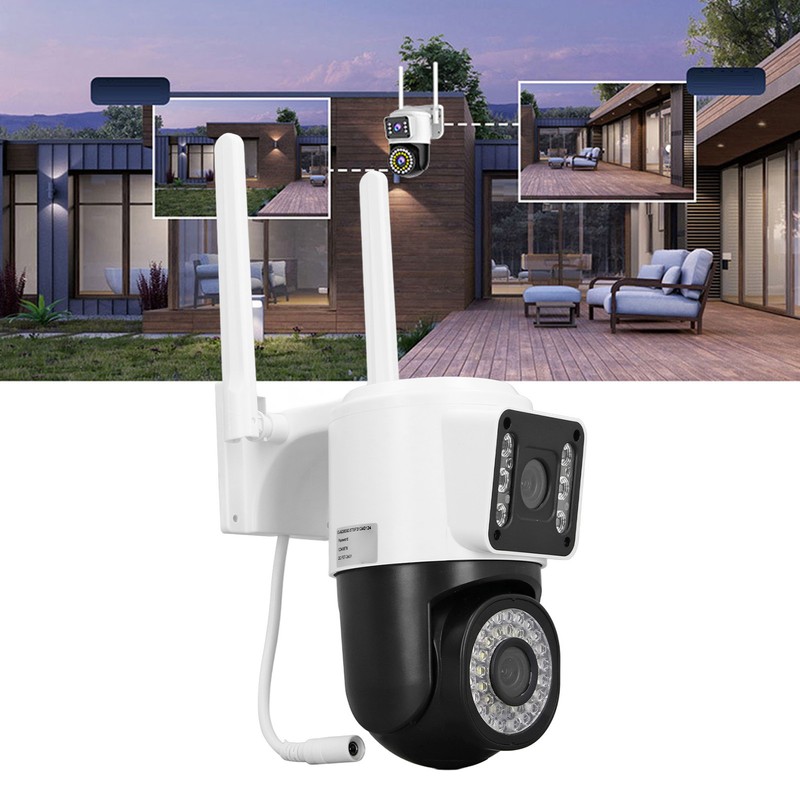 Dual Lens Security Camera HD 2MP Night Vision Motion Detection