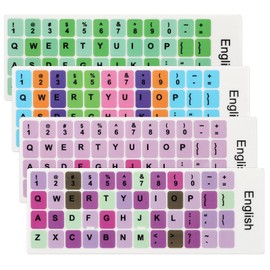 4PCS English Keyboard Replacement Letter Stickers Universal Keyboard Sticker Matte English Keyboard Alphabet Sticker with Color Background and Black Lettering for PC Computer Laptop Desktop-English