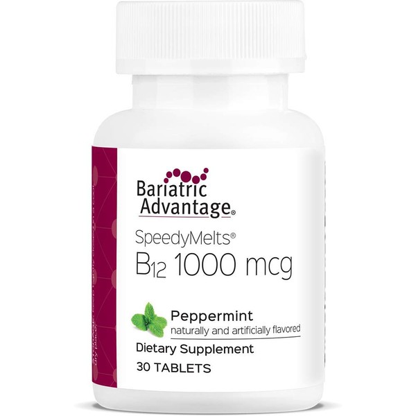 Bariatric Advantage B-12 Speedy Melts, Vitamin B12 1000 mcg Supplement, Fast Melting with 200 mcg of Folic Acid for Nutritional Support - Peppermint, 30 Count