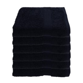 Julie Julsen Pack of 6 Hand Towels, Chemical-Free, 600 g/m², Black, 50 x 100 cm, 100% Cotton, Oeko Tex Std 100 Certification, Soft and Absorbent, Machine Washable