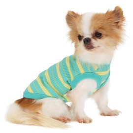 LOPHIPETS 100% Cotton Rib Dog Shirt Vest for Small Dogs Chihuahua Puppy Clothes Tank Tee-Green/M
