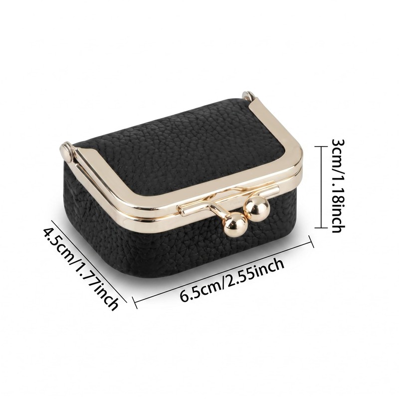 Jakonay Genuine Leather Coin Purse for Women, Mini Kiss Lock