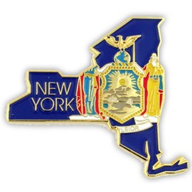 PinMart New York Shape Flag Lapel Pin – Complete United States of America Pin Set – Gold Plated Enamel US State Shirt Pins – Great Commemorative/Promotional Gift