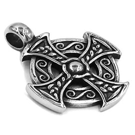 Fantasy Forge Jewelry Celtic Cross Necklace Mens Womens Stainless Steel Cosplay Viking Pendant