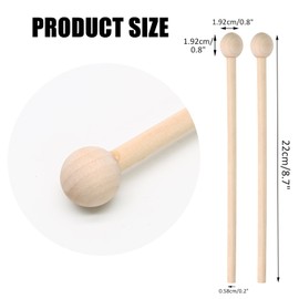 Biaungdo 4 Pack 8.7" Wood Mallets Percussion Sticks, Xylophone Mallets Sticks Glockenspiel Mallets Sticks for Xylophone Glockenspiel Chime Wood Block and Bells
