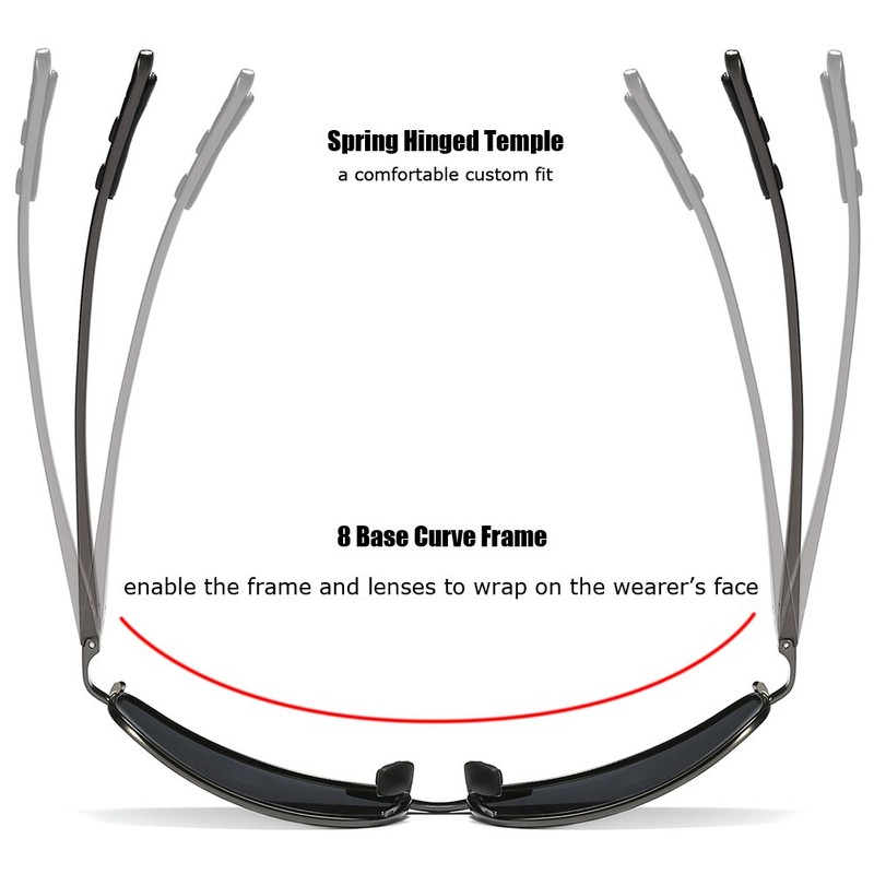 ZHILE Rectangular Polarized Sunglasses Al-Mg Alloy Temple Spring Hinge UV400