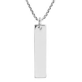 AeraVida Simple Long Rectangle Bar Tag .925 Silver Engravable Pendant Necklace