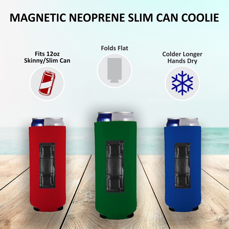Magnetic Neoprene Collapsible Slim Can Coolie (Black, 2)