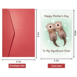 Cute Otter Mother’s Day Card for Her, Animal Pun Mother’s Day Card for Wife Girlfriend, Happy Mother’s Day To My Significant Otter