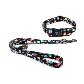 Roses&Poetry Dog Collar and Lead for Extra Small,Adjustable Durable Blue 5ft Puppy Leash Collar for Dog Training Lead（Star-XS）