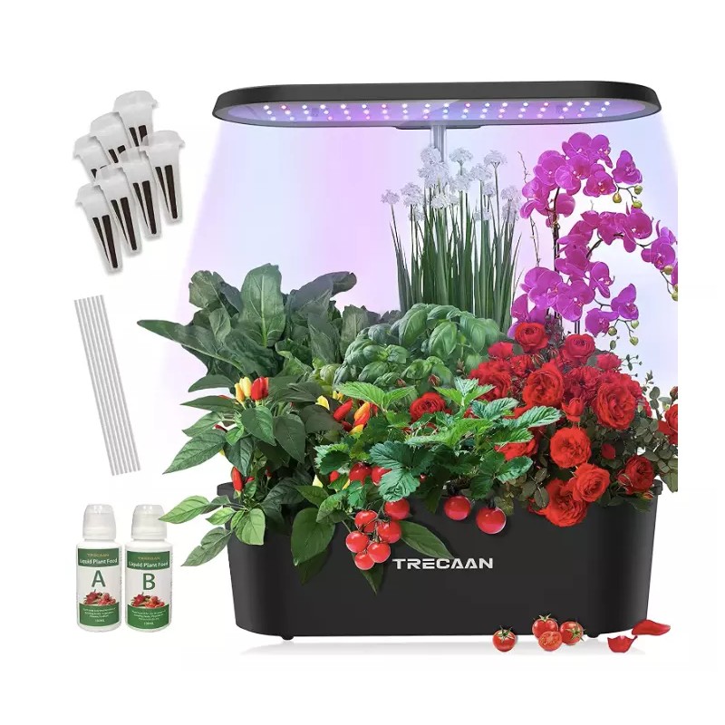 TRECAAN 7 Pods Hydroponics Grow System w/ LED Grow Light,