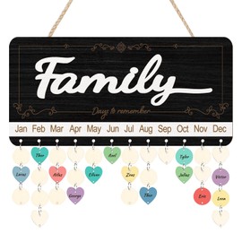 KAlRNE Vintage Family Birthday Board,Rustic Farmhouse Anniversary Board,Wooden Family Birthday Reminder Calendar Wall Hanging DIY Birthday Tracker Plaque Wall Art,Mother's Day Gift for Mom Grandma