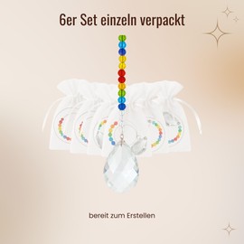 MilaBoo® Sonnenfänger Kristall Bastelset – DIY Suncatcher 6er Set oder Fertig Montiert – Bastelset Kindergeburtstag, Fensterdeko Lichtfänger, Mitgebsel Kinder, Garten Deko (DIY Bastelset)