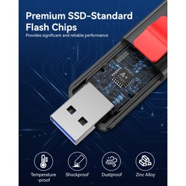 USB Stick 128 GB JOIOT USB 3.2 Gen 2 (450 MB/s Read) USB 3.2 Memory Stick High Speed USB Flash Drive 128 GB USB 3.2 Flash Drive for iOS Android MacBook PC Linux Laptop Black