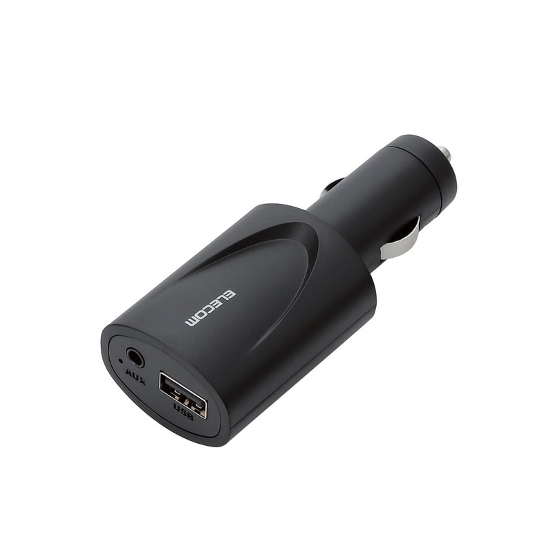 Elecom LBT-ACR11BK Bluetooth Receiver, For Car Use, 2.1A Output, USB