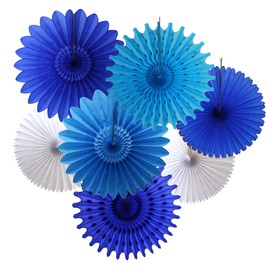 7-Piece Tissue Paper Fans, Shark Party, 13-18 Inch