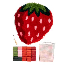 CRAFT CLUB Strawberry Dreaming Rug Kit | DIY Latch Hook Kits for Adults | Pre-Cut Yarn I Colourful Design for Home | Office | Kids Rooms | Bathroom | Complete Crafts for Adults & Kids | 59cm x 53cm
