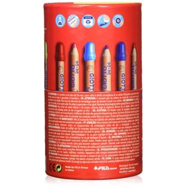 GIOTTO be-bè Jumbo-Farbstift, auswaschbare Farbstifte, Jumbo Mine, 7 mm, Runddose aus Karton, 10 sortierte Farben