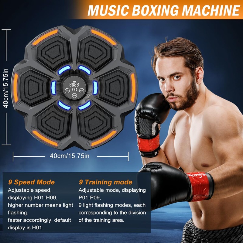 XM-mengpanwei Music Boxing Machine for Adults, LED Light Electronic Boxing