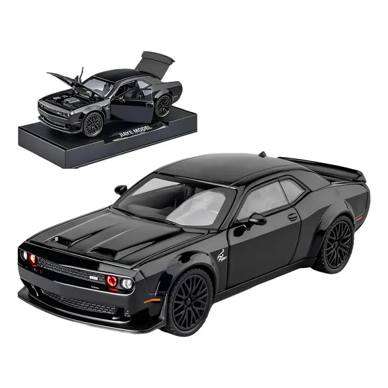 Dodge Challenger Hellcat Metal Escala 1:32 Luz Y Sonido Base.