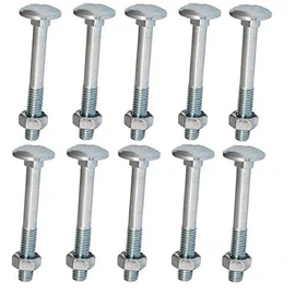 Merriway BH04824 (10 Pcs) Carriage Bolts with Nuts, M6 x 75 mm (1/4 Inch x 3 Inch), Zinc Plated - Pack of 10 Pieces