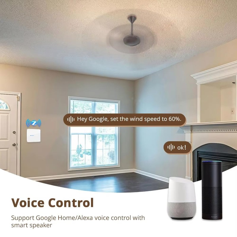 Yagusmart Zigbee Smart Fan Switch, 1 Gang 1 Way, Speed