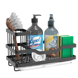 Ruiqas Organizador para Fregadero de Cocina Portaesponjas con Bandeja Extraíble Acero Inoxidable Recipiente para Jabon de Trastes